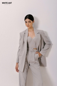 Stylisé lâche femmes costumes Blazers LIA large épaule BLAZER 50% Polyester 46% rayonne vêtements pour femmes deux pièces ensemble femmes bureau - Product Image 5