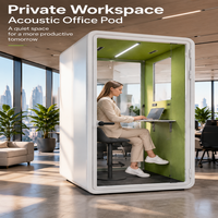 Cabine de bureau acoustique moderne pour une personne, insonorisée, avec bureau intégré, pour un espace de travail privé