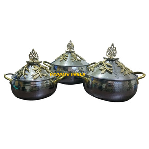 Artículos de cocina olla de metal con cúpula de madera cazuela hecha a mano superventas calentador de alimentos de Metal al por mayor con estilo clásico - Product Image 3