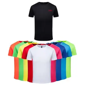 도매 라운드 넥 남여 공용 사용자 정의 플러스 사이즈 남자의 티셔츠 일반 빈 인쇄 로고 여자의 여자 스포츠 폴리에스터 티셔츠