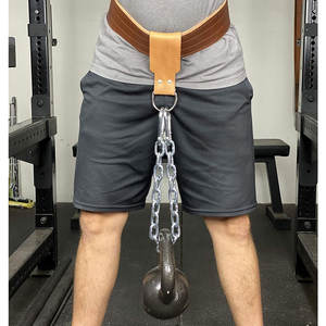 Correa de cinturón de inmersión de cuero personalizada 2023 con cadena para levantamiento de pesas para caídas ponderadas y Pull UPS fuerza y entrenamiento - Product Image 5
