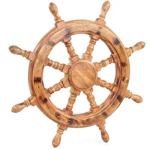 High Quality Classic <b>Wooden</b> Ship Wheel Nautical Maritime Brass Steering Wall Decorative Business Gift Marine Supplies - Product Image 1