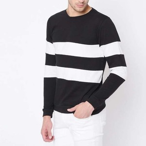 Custom High Quality Plus Size <b>Long</b> Sleeve White Stripes Men T-Shirt Men's 100% Cotton Full Sleeve Sports Wear Slim Fit T Shirts - Product Image 2
