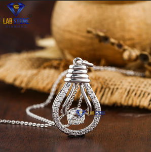 1.46 TDW pendentif rond en diamant taille brillant avec chaîne en or blanc 18 carats diamant certifié/non certifié Cvd/HPHT diamant - Product Image 3