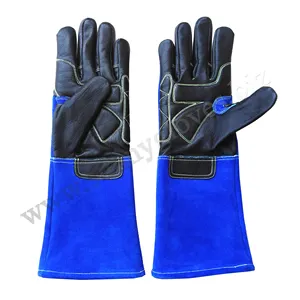 Extra Long Sleeve 16 Inches Welder BBQ Leather Heat Fire Resistant Forge Mig Stick Welding Gloves
