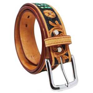 Cinturón de cuero de vaca occidental personalizado de calidad superior con herramientas manuales y proveedor de Fabricante superior para colorear en India - Product Image 1