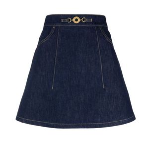 Minifalda vaquera de cintura alta acampanada azul profundo de alta calidad para damas en Bangladesh: elegante, a la moda y elegante sin esfuerzo - Product Image 4