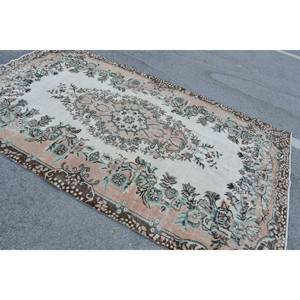 Oriental Beige Marron 5.4X9.4 pieds Grande Surface Vintage Tapis Turc Laine Latex Rectangulaire Abstrait Patchwork Halls pour Couloir - Product Image 2