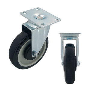 Indoor Furniture Casters With TPU Wheels Durable Waterproof Metal Mounting Plate Black Rubber Round Shape - Product Image 1