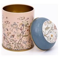 Boîte en métal ronde rose pastel Kontensan ER0801G 0,6 L avec couvercle en forme de dôme à motif floral pour accessoires de café et de thé, fabriquée en Turquie