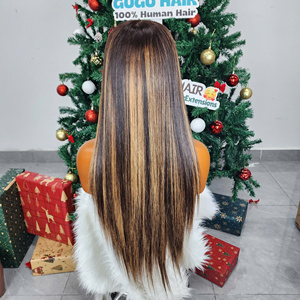 Pelucas de Cabello Humano de 22 Pulgadas, Doble Trama, 100% Cabello Vietnamita Virgen, Color Ombre con Mechas, Liso Natural - Product Image 1
