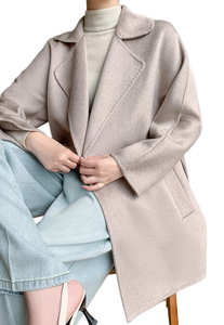 Giacca Corta in Puro Cashmere Traspirante a Doppia Faccia per <span class=keywords><strong>Donna</strong></span>, Produzione Personalizzata, Spalle Scivolate, <span class=keywords><strong>Cintura</strong></span>, Risvolto a Tacca - Product Image 5