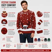 Pull de Noël pour homme FNJIA, style rock, tricot jacquard, motif squelette et guitare, col rond, pull tricoté de Noël
