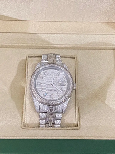 Montre glacée automatique en acier inoxydable de luxe pour hommes 20mm VVS Baguette Moissanite diamant cadran en verre Antique Fashion Style Hip Hop - Product Image 4