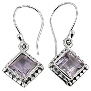 Boucles d'oreilles pendantes géométriques vintage Art Palace avec pierre naturelle en alliage plaqué argent 925 pour femme - Product Image 2