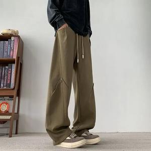 Pantalones Largos para Hombre, Retro, Talla Grande, Ajustados, Casuales, Pantalones Casuales de Talla Grande, Primavera y Otoño, Plisados, de Pierna Recta, Holgados, Deportivos - Product Image 2