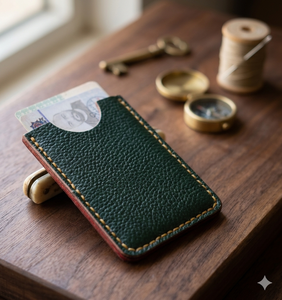 Vintage Genuine Leather Minimalist <b>ID</b> Card <b>Holder</b> Slim Card Sleeve Credit Card Wallet Front Pocket Case for Office Gift - Product Image 5