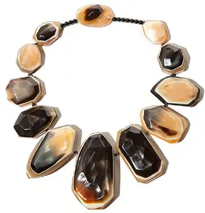 Top Selling Natural Buffalo Horn Necklace Horn Jewelry Pendant Horn Big Round Beads Necklace Made in India