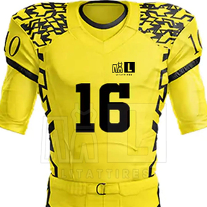 ชุดยูนิฟอร์มอเมริกันฟุตบอลแบบสั่งทำพิเศษสำหรับทุกเพศ คุณภาพสูง ผลิตจากผ้าโพลีเอสเตอร์ 100% ระบายอากาศได้ดี แห้งเร็ว ซึมซับเหงื่อ แบบสั้น - Product Image 2