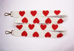 Correas de San Valentín con cuentas de cristal personalizables Correa de bolso de corazón con cuentas con ganchos desmontables para el día de la hermandad - Product Image 4