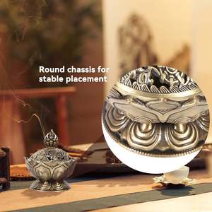 Brûleur d'encens en métal plaqué or avec bouton de couvercle design, fabrication artisanale, parfait pour les accessoires de table élégants, meilleure qualité - Product Image 3