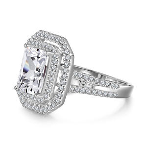 Jeulia <b>Sterling</b> <b>Silver</b> Double Halo Engagement <b>Ring</b> with Diamond <b>Adjustable</b> 18K Gold Plated - Product Image 2