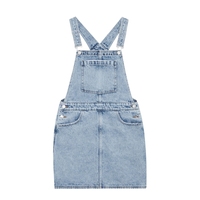 Salopette en jean pour femme, style robe tablier, à bretelles réglables, poche avant, décontractée, pour usage quotidien, été, vintage, respirante, foncée