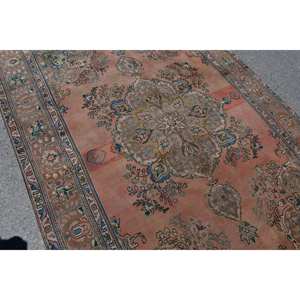 Alfombra turca de lana clásica marrón Beige de 6,6X9,5 pies, diseño de retazos para entrada, sala de estar o dormitorio, respaldo de látex - Product Image 5