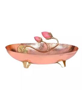 Leaf patter brass dry <b>fruits</b> bowl complements both minimalist interiors and rich traditional decor effortlessly - Product Image 2