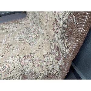 Tapis vintage surdimensionné 7,1x10,6 pi (217x324 cm), marron, motifs plantes et arbres, tapis turc - Product Image 3