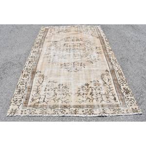 Alfombra turca Vintage de 5,4x8,3 pies, Beige, marrón, área grande, respaldo de látex de lana, Patchwork para adolescentes, alfombra Rectangular para pasillo y habitación - Product Image 1
