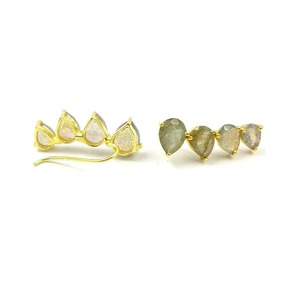 Natural Green Onyx Gemstone Gold Plated 925 <b>Sterling</b> <b>Silver</b> <b>Stud</b> Earrings for Anniversary - Product Image 5