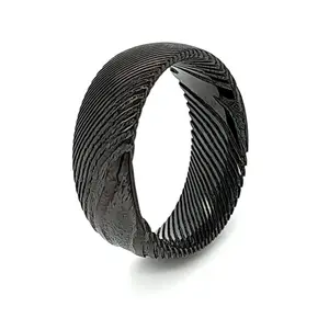 Anel de damasco preto personalizado, 8mm, alta qualidade, anel de casamento/anel de noivado