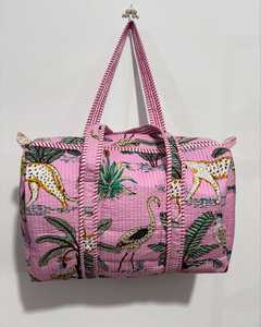 Sacs de sport à imprimé bloc à la main Boho Weekender Travel Overnight Bagages Bagages Sacs faits à la main matelassés - Product Image 3