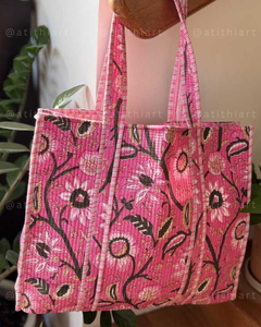 Sac fourre-tout matelassé en coton léger, écologique, réutilisable, doux, rembourré, pour le shopping, les voyages, le transport quotidien, durable, vente en gros, fermeture éclair - Product Image 3