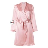 Peignoir de luxe personnalisé pour femme en satin de soie respirant et à séchage rapide, vêtement de nuit brillant printemps/été pour femme, longueur genou