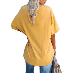 Camiseta de algodón y poliéster de gran tamaño personalizada para mujer, camiseta lisa transpirable de tela cómoda holgada - Product Image 3