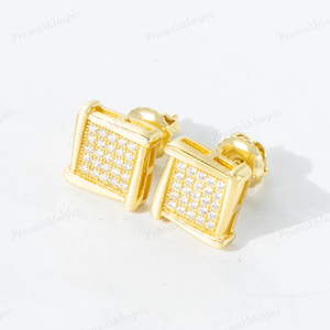 Luxury Customized Hip Hop 8.5mm Moissanite 925 Sterling Silver Gold Plated <b>Stud</b> <b>Earrings</b> for Unisex Gift - Product Image 4