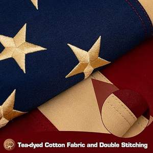 ธงชาติอเมริกันวินเทจ ขนาด 3x5 ฟุต ผ้าฝ้าย 100% กันน้ำ พร้อมเสาธงอะลูมิเนียมแบบแขวน ปักลาย ย้อมสีชา ทนทาน สไตล์โบราณ - Product Image 3