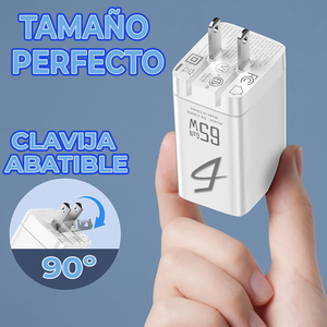 อะแดปเตอร์ชาร์จเร็ว 65W 3-in-1 ชิป GaN พอร์ต USB C1 C2 สำหรับแล็ปท็อป ชาร์จไร้สาย หูฟัง ผลิตจากพลาสติกและอะลูมิเนียม - Product Image 6