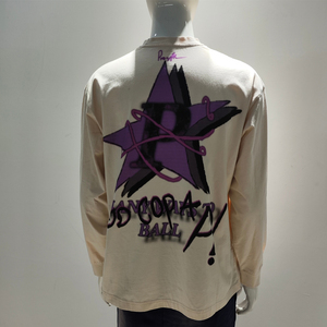 Men's Casual Style <b>Cropped</b> <b>T</b>-<b>shirt</b> 100% Cotton Knitted Custom Printing Long Sleeve Boxy <b>Fit</b> Oversized Fashionable Design - Product Image 3