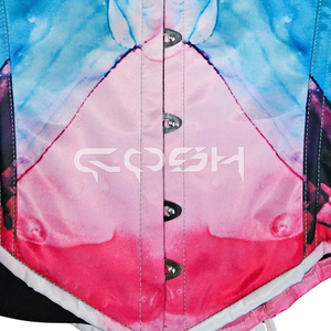 Corsé de moda multicolor con estampado de mármol, de satén, con varillas de acero y copas con aros tipo corazón. - Product Image 4