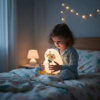 Lampu Tidur LED Silikon Bentuk Bebek Bunga Berwarna-warni, Baterai, Lucu, untuk Kamar Tidur, Hadiah Ulang Tahun, Sentuh untuk Menyalakan