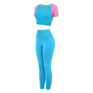 Tight <b>Seamless</b> <b>Set</b> Fitness Yoga Wear Tight Fitting 2 Piece <b>Sets</b> Short T-shirt <b>Top</b> High Waist <b>Leggings</b> Workout Gym <b>Sets</b> - Product Image 6
