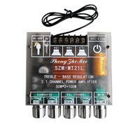 Penguat Suara Rumah SZM MT231L 2.1 Saluran 50W*2+ 100W FM Kontrol Jarak Jauh Nirkabel Modul Bluetooth