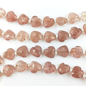 Quartz rose fraise 8-9 mm Perles facettées en forme de cœur Brin DIY Bijoux en vrac Quartz rose fraise 20-22 perles dans un brin de 8 pouces - Product Image 2