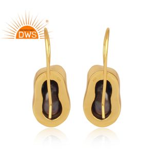 Best Selling Sterling Silver 18K Gold Plated Natural Gray <b>Pearl</b> Gemstone Dangle <b>Earring</b> Custom Jewelry Manufacturer - Product Image 4