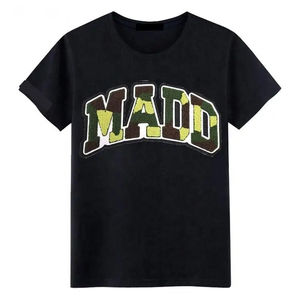 T-shirt à épaules tombantes, lourd, brodé, imprimé, ample, doux, 100% coton, col rond, brodé - Product Image 1