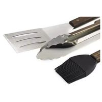 Ensemble d'outils de barbecue durables en acier inoxydable SS430 non revêtu, 3-5 pièces, avec brosse en bois et brosse à couteau, fabriqué en Chine