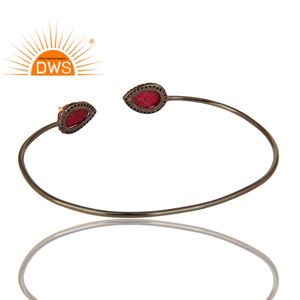 กำไลข้อมือเพชรพลอยและทับทิมธรรมชาติสีเงินสเตอร์ลิงเครื่องประดับที่ออกแบบได้เองของขวัญสำหรับผู้หญิงสำหรับเธอ - Product Image 3